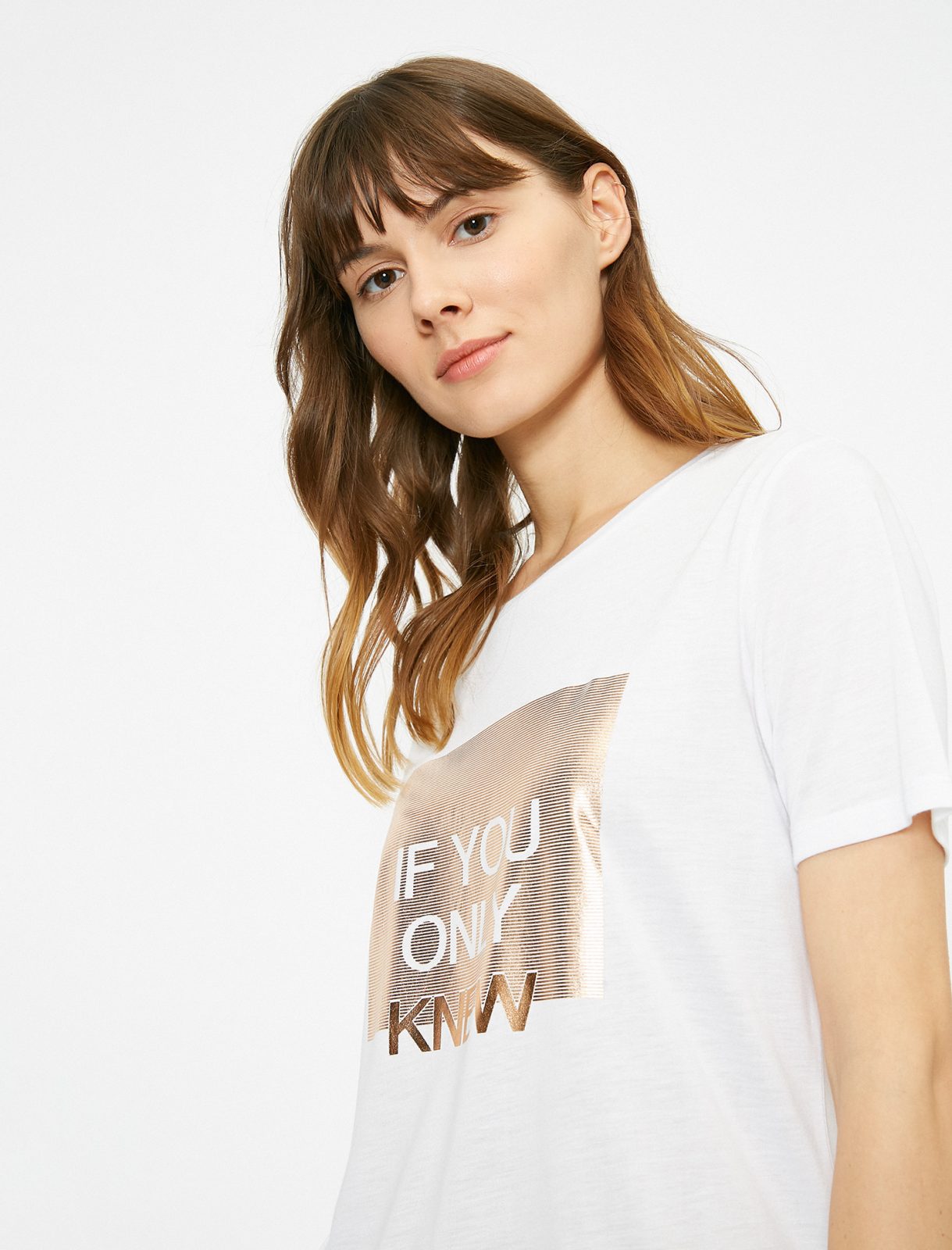 White Slogan Foil Printed T-Shirt – SweetyPretty