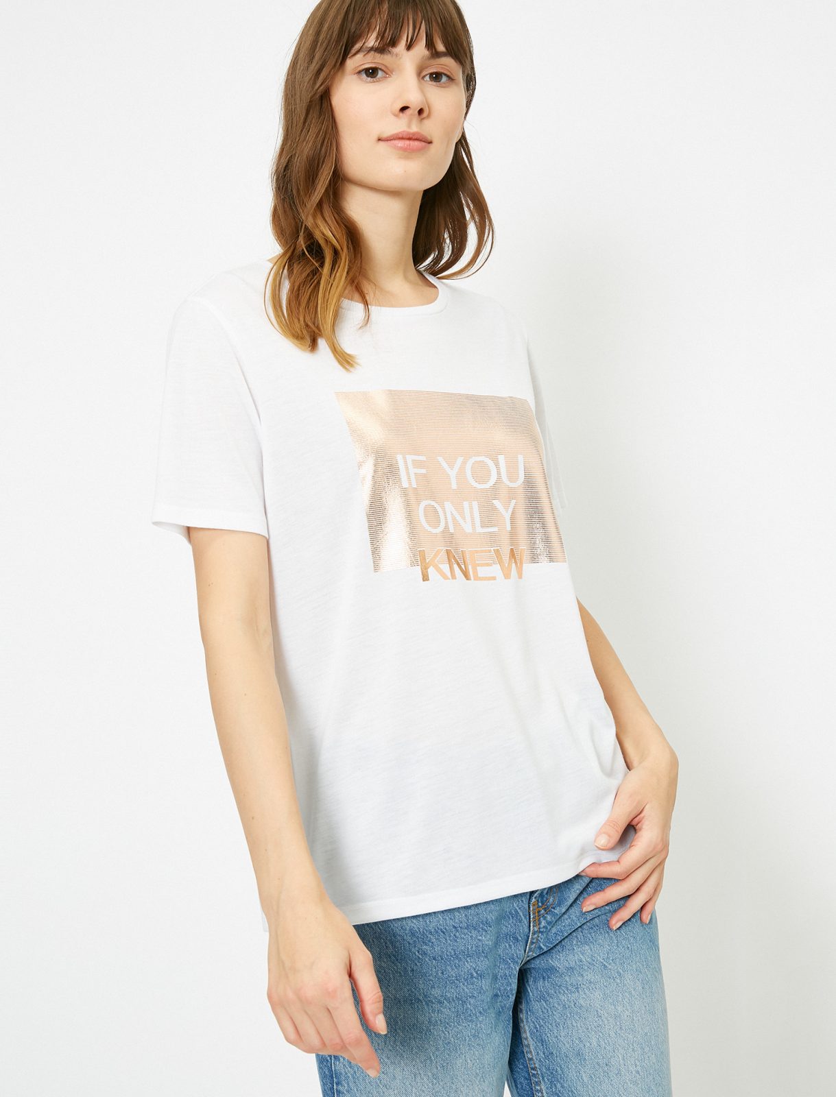 White Slogan Foil Printed T-Shirt – SweetyPretty