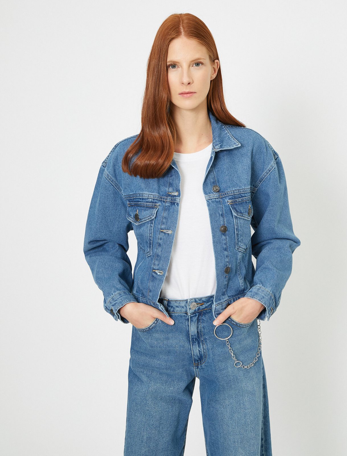 Button Detailed Jean Jacket – Indigo – SweetyPretty