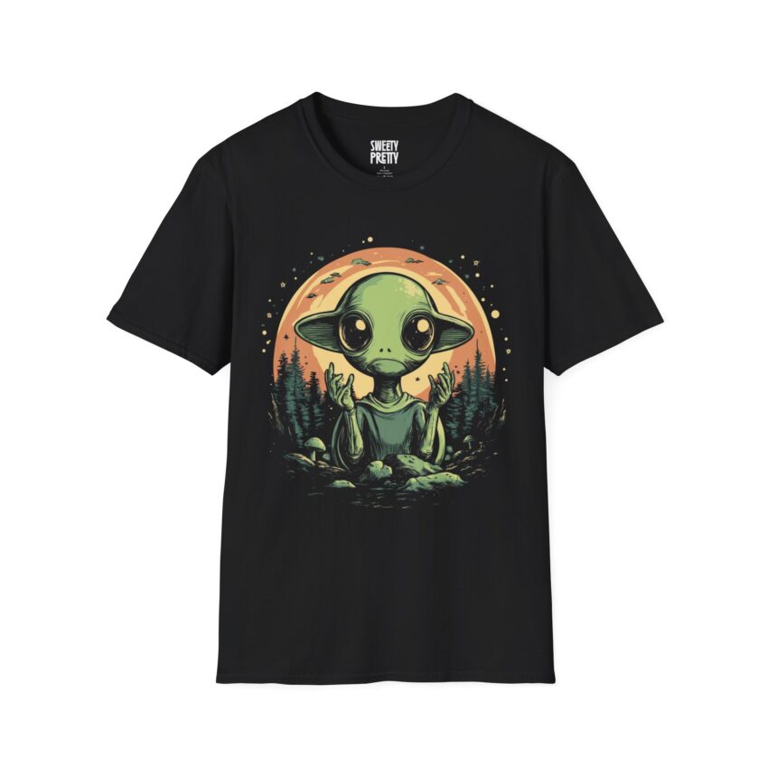 Cosmic Alien T-Shirt | Unisex Softstyle Tee, UFO Shirt, Gift for Sci-Fi Lovers, Outer Space Apparel, Graphic Tee - Image 1