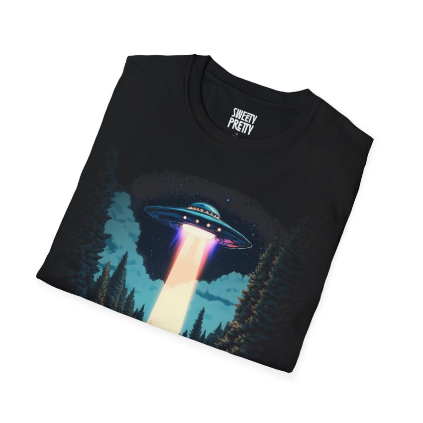 UFO Cow Encounter T-Shirt, Unisex Softstyle Tee, Alien Graphic Shirt, Fun Casual Apparel, Gift for Space Lovers, Trendy Summer Wear - Image 2