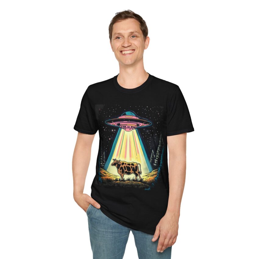 Cow Abduction Graphic T-Shirt, Alien Shirt, Funny Gift for Cow Lovers, Unisex Tee, Farm Life Apparel, Unique Casual Wear - Image 4