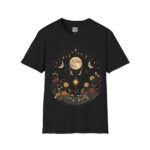 Celestial Dreamcatcher T-Shirt, Boho Floral Tee, Moon and Stars Graphic, Unisex Softstyle Shirt for Gift, Witchy Aesthetic Top