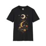 Celestial Moon Floral T-Shirt, Unisex Graphic Tee, Night Sky Apparel, Boho Style Shirt, Starry Print Top, Moon Lover Gift