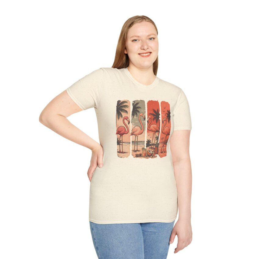 Tropical Flamingo T-Shirt, Beach Vibes, Summer Apparel, Unisex Fashion, Casual Outfit, Gift for Her, Vacation Wear - Image 3