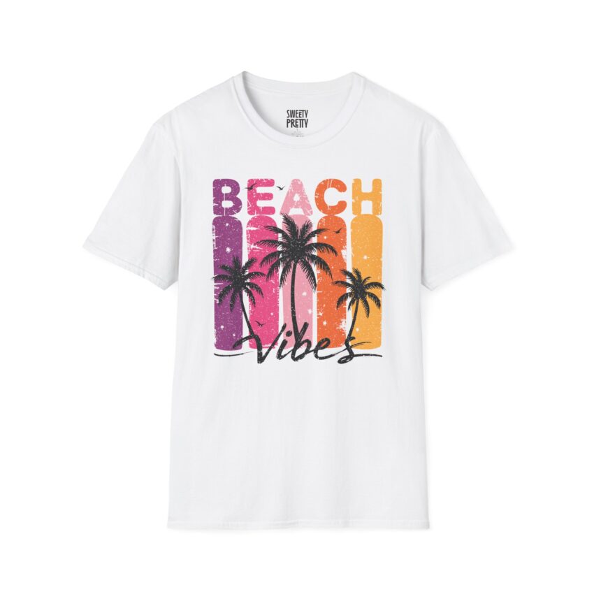 Beach Vibes Unisex Softstyle T-Shirt, Summer Shirt, Vacation Tee, Beachwear, Gift for Beach Lovers, Trendy Graphic Tee - Image 1