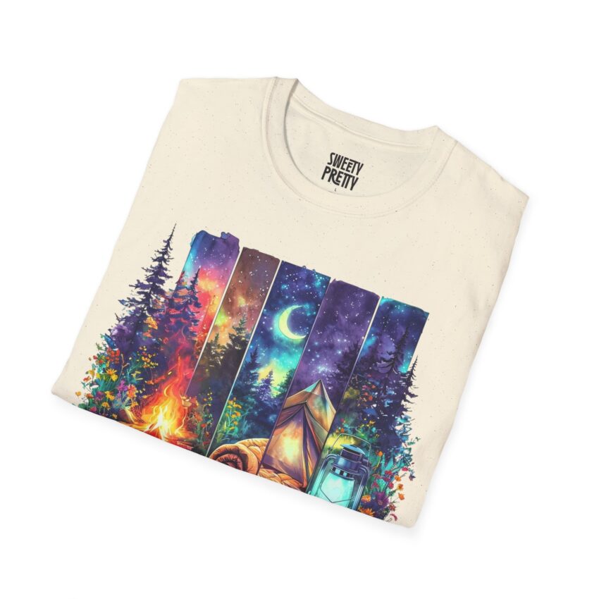 Cozy Camping Tee, Unisex Softstyle T-Shirt for Nature Lovers, Outdoor Adventure Shirt, Festival Outing Attire, Gift for Hikers - Image 7