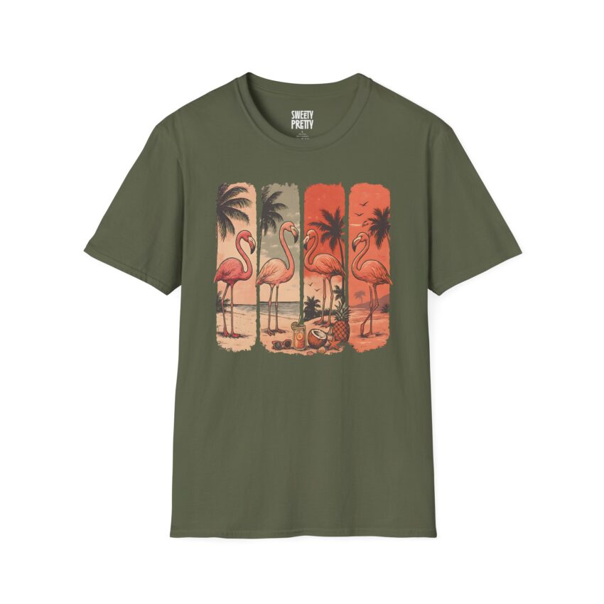 Tropical Flamingo T-Shirt, Beach Vibes, Summer Apparel, Unisex Fashion, Casual Outfit, Gift for Her, Vacation Wear - Image 9