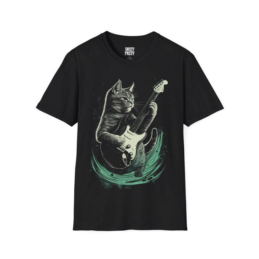 Rockin' Cat Unisex T-Shirt, Fun Graphic Tee, Music Lover Shirt, Cat Lover Gift, Casual Wear, Unique Pet Apparel - Image 1