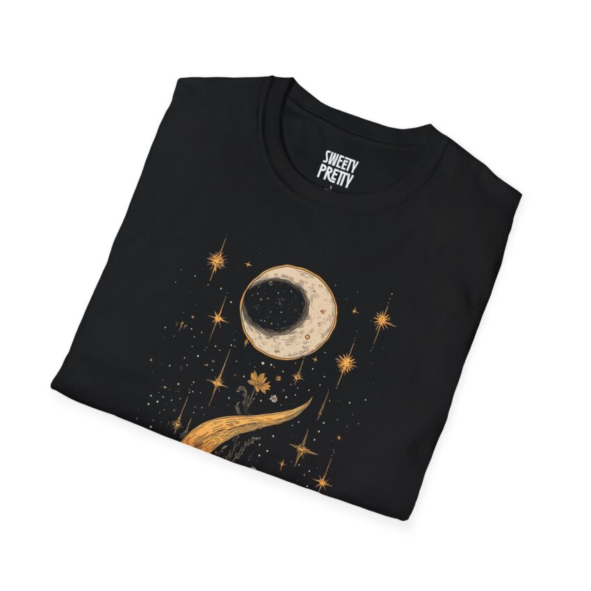 Celestial Moon Floral T-Shirt, Unisex Graphic Tee, Night Sky Apparel, Boho Style Shirt, Starry Print Top, Moon Lover Gift - Image 2