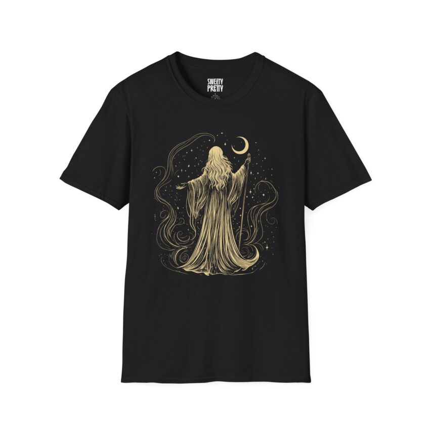 Mystical Moon Goddess T-Shirt, Bohemian Tee, Celestial Apparel, Gift for Star Lovers, Witchy Style - Image 1