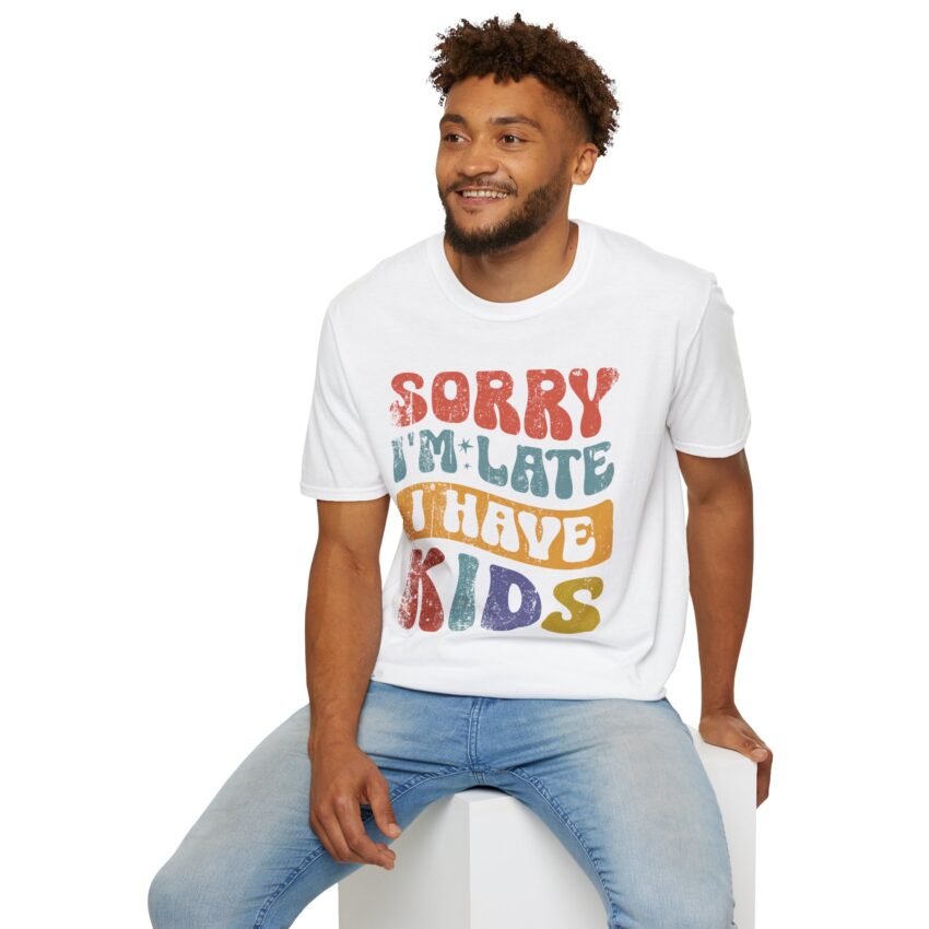Funny Mom T-Shirt, Sorry I'm Late Graphic Tee, Gifts for Moms, Quirky Parenting Humor Shirt, Casual Everyday Style - Image 6
