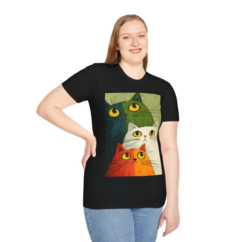 Colorful Cat Lovers Unisex T-Shirt | Fun Kitty Art Tee for Pet Owners, Cat Birthday Gift, Animal Lover Apparel - Image 7