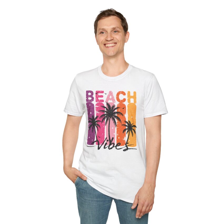 Beach Vibes Unisex Softstyle T-Shirt, Summer Shirt, Vacation Tee, Beachwear, Gift for Beach Lovers, Trendy Graphic Tee - Image 4