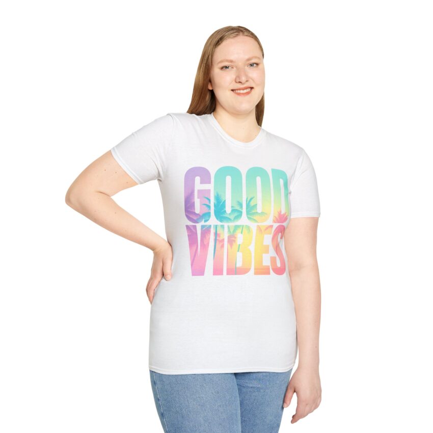 Good Vibes Unisex Softstyle T-Shirt, Summer Tee, Trendy Graphic Shirt, Casual Wear, Gift for Friends, Beachwear - Image 3