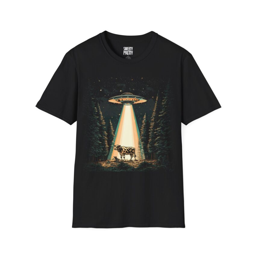 UFO Cow Unisex T-Shirt, Fun Graphic Tee, Alien Abduction Humor, Casual Everyday Wear, Gift for Sci-Fi Lovers, Unique Animal Shirt - Image 3