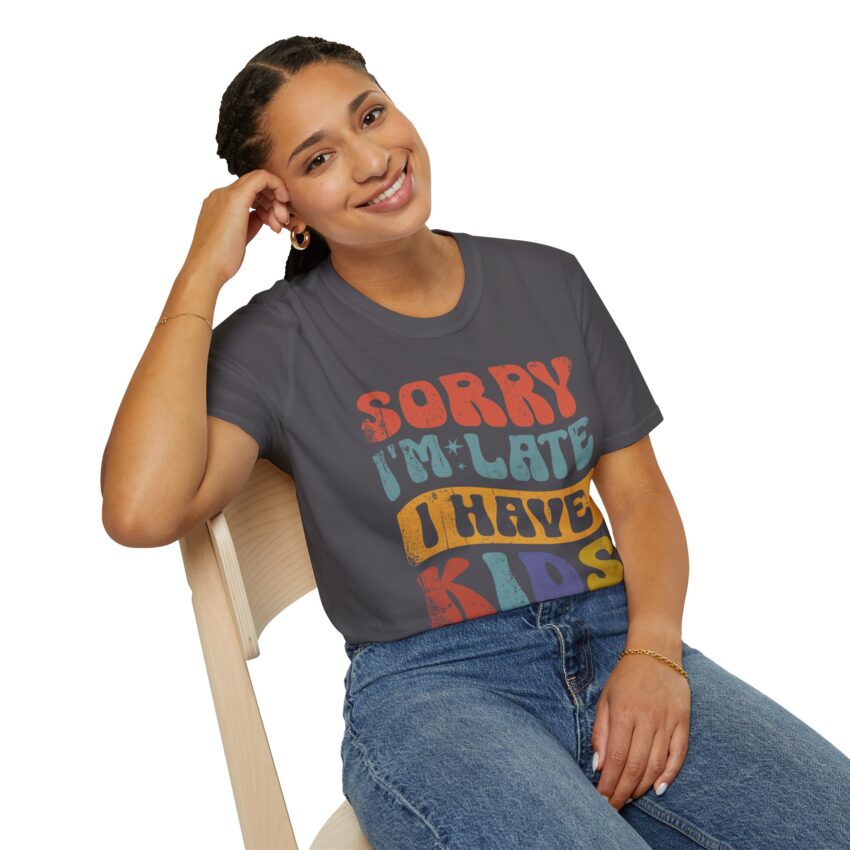 Funny Mom T-Shirt, Sorry I'm Late Graphic Tee, Gifts for Moms, Quirky Parenting Humor Shirt, Casual Everyday Style - Image 14