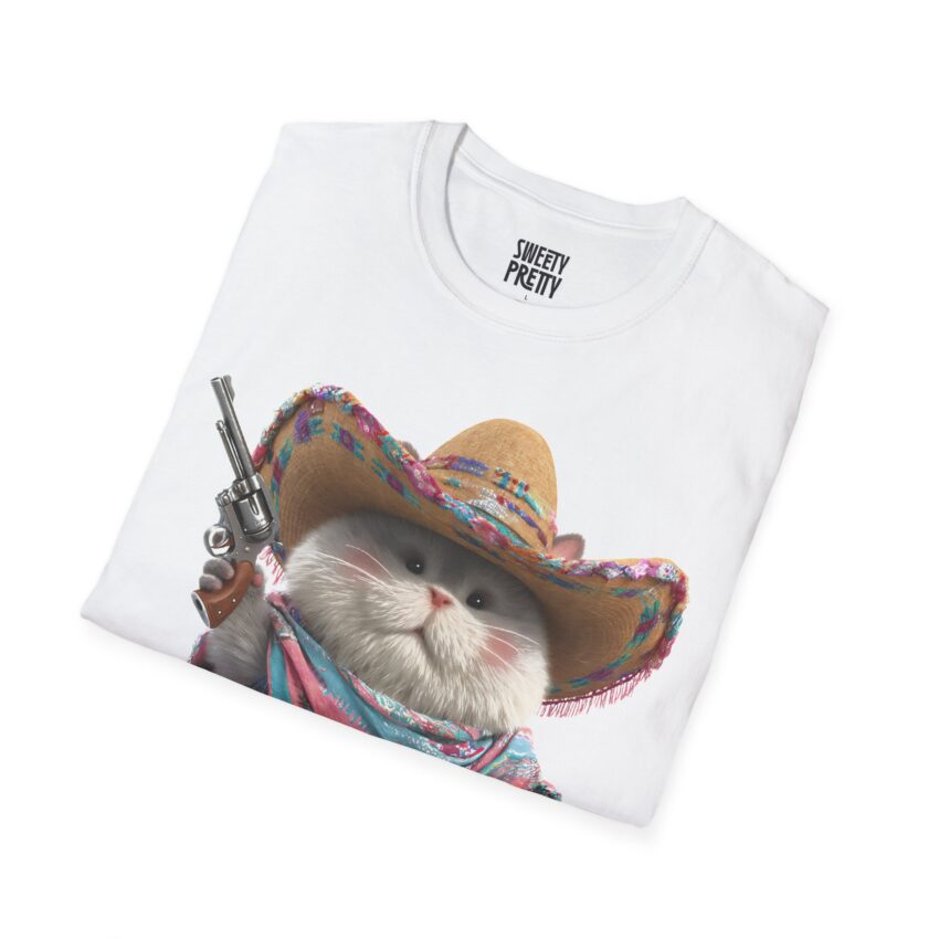 Funny Cat Cowboy T-Shirt, Unisex Softstyle Tee, Animal Lover Gift, Humor Apparel, Birthday Present, Country Style Shirt - Image 2