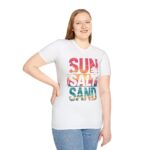 Beach Vibe Unisex Softstyle T-Shirt | Sun, Salt, Sand Design | Casual Summer Tee for Beach Lovers, Gifts, Vacations, Everyday Wear, [...] - Image 5