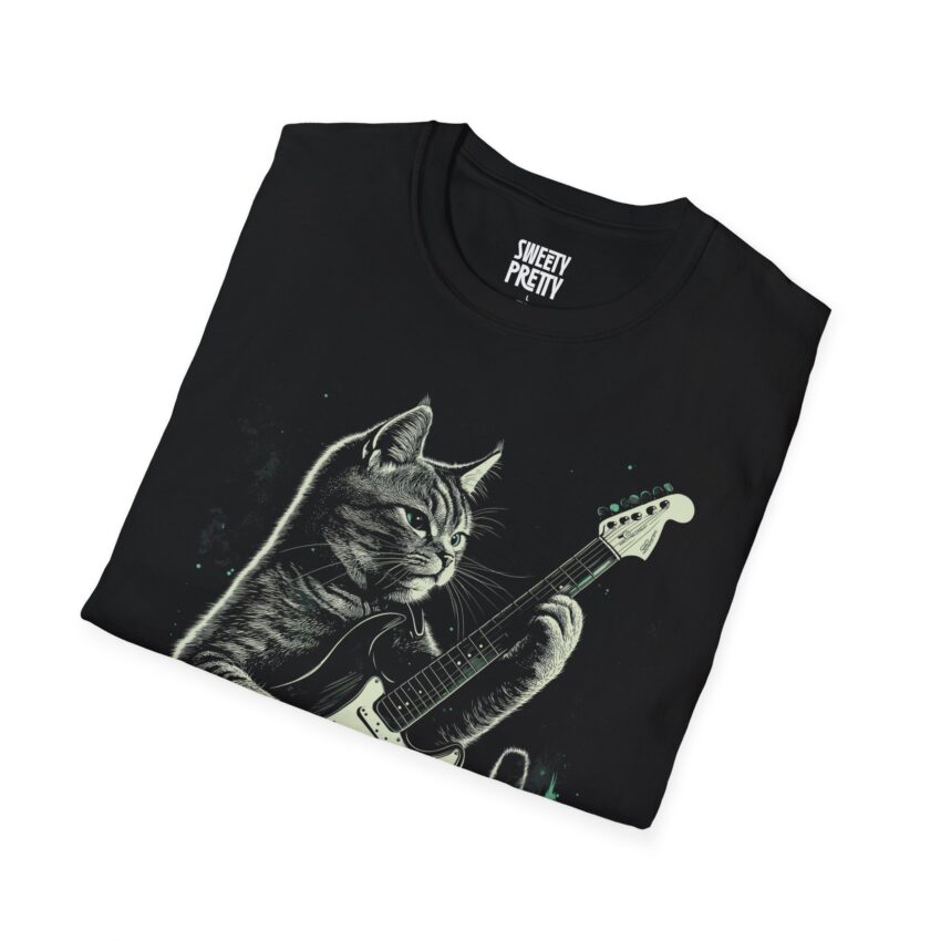 Rockin' Cat Unisex T-Shirt, Fun Graphic Tee, Music Lover Shirt, Cat Lover Gift, Casual Wear, Unique Pet Apparel - Image 2