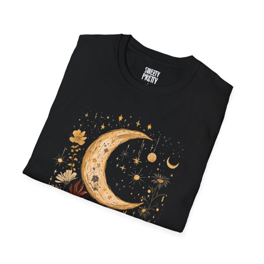 Celestial Floral T-Shirt, Moon Design Tee, Boho Style Shirt, Gift for Nature Lovers, Starry Night Casual Wear - Image 2