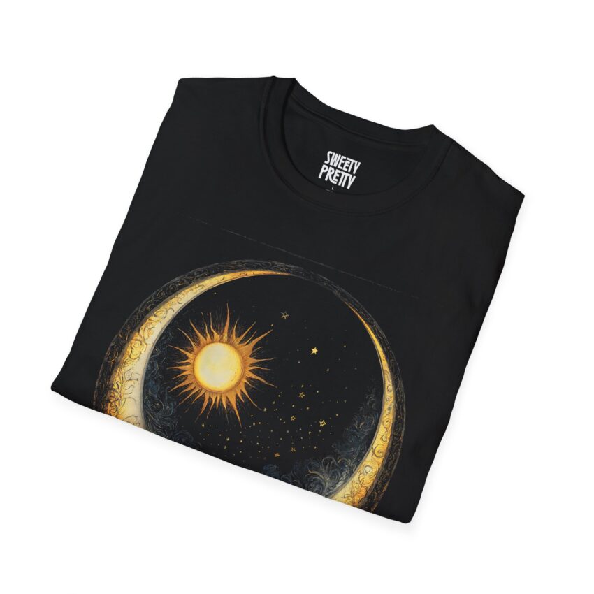 Celestial Sun and Moon T-Shirt, Unisex Softstyle Tee for Astrology Lovers, Cosmic Art Shirt, Gifts for Star Gazers, Night Sky Apparel - Image 2