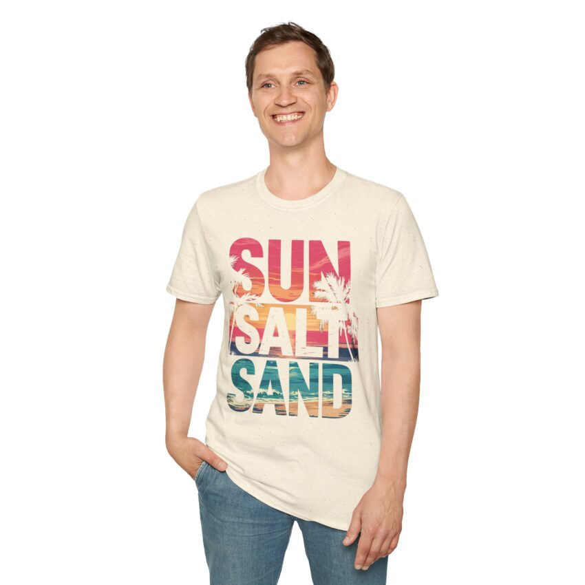 Beach Vibe Unisex Softstyle T-Shirt | Sun, Salt, Sand Design | Casual Summer Tee for Beach Lovers, Gifts, Vacations, Everyday Wear, [...] - Image 14