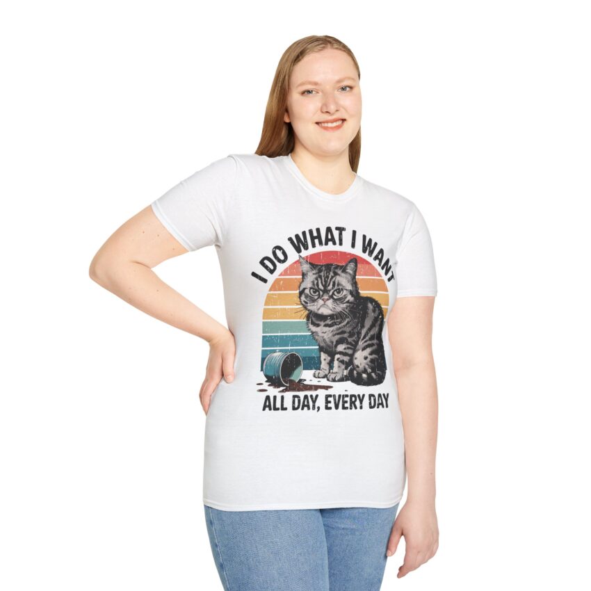 Retro Cat Graphic T-Shirt, Funny Cat Tee, Pet Lover Gift, Unisex Cotton Shirt, Everyday Wear, Cat Mom Humor - Image 3
