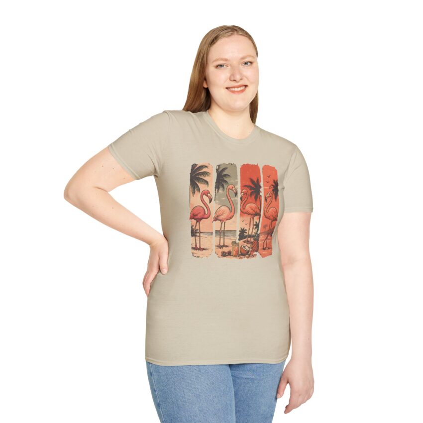 Tropical Flamingo T-Shirt, Beach Vibes, Summer Apparel, Unisex Fashion, Casual Outfit, Gift for Her, Vacation Wear - Image 8