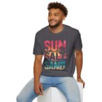 Beach Vibe Unisex Softstyle T-Shirt | Sun, Salt, Sand Design | Casual Summer Tee for Beach Lovers, Gifts, Vacations, Everyday Wear, [...] - Image 2