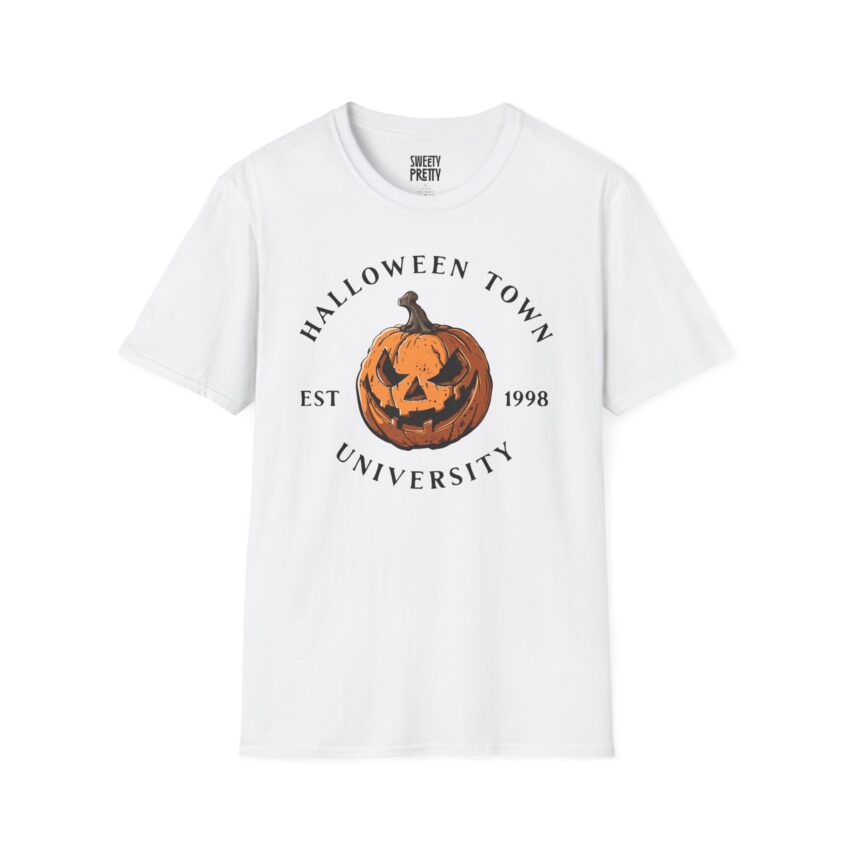 Halloween Town University T-Shirt, Unisex Halloween Tee, Fall Fashion, Pumpkin Graphic Shirt, Spooky Season Apparel, College Spirit Wear - Image 1