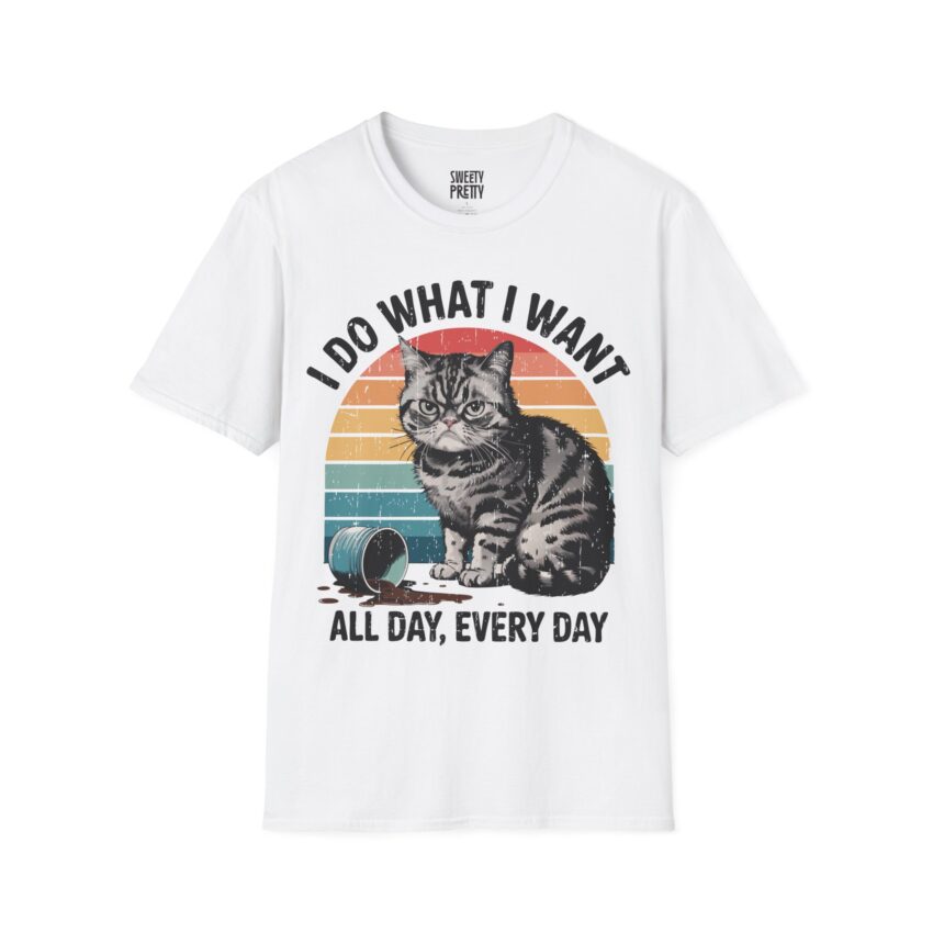 Retro Cat Graphic T-Shirt, Funny Cat Tee, Pet Lover Gift, Unisex Cotton Shirt, Everyday Wear, Cat Mom Humor - Image 1