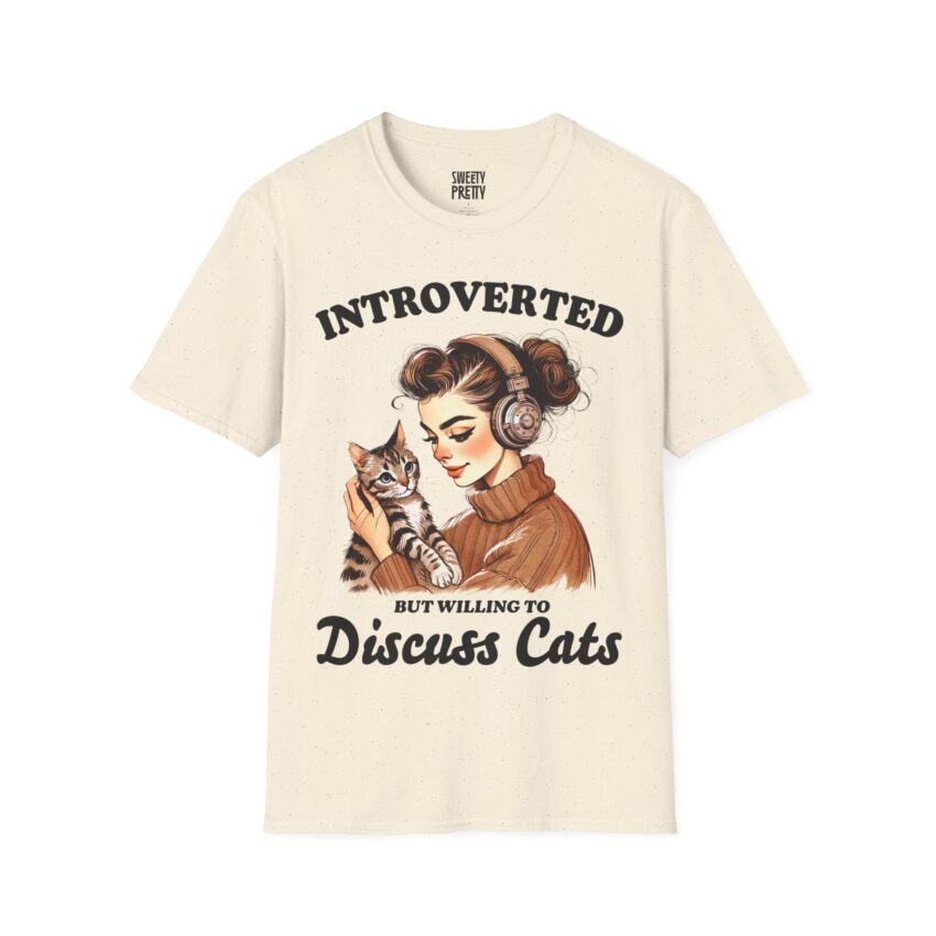 Introverted But Willing to Discuss Cats T-Shirt | Cute Cat Lover Tee, Funny Pet Owner Gift, Cozy Graphic Tee, Introvert Shirt - Image 5