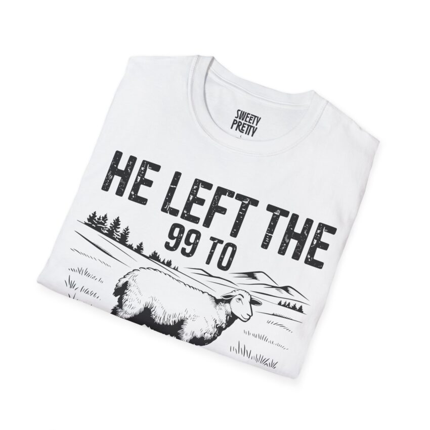He Left the 99 Unisex Softstyle T-Shirt, Faith-Based Gift, Christian Apparel, Religious Tee, Great for Church & Service - Image 2