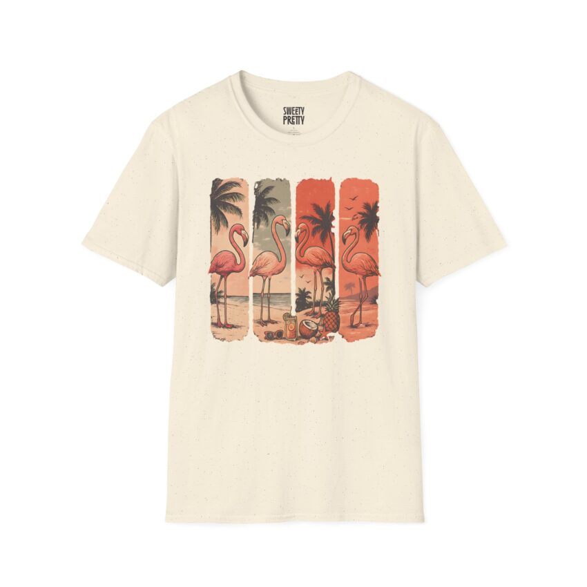 Tropical Flamingo T-Shirt, Beach Vibes, Summer Apparel, Unisex Fashion, Casual Outfit, Gift for Her, Vacation Wear - Image 1