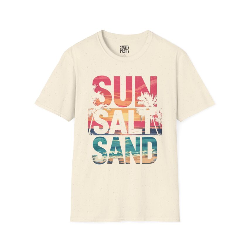 Beach Vibe Unisex Softstyle T-Shirt | Sun, Salt, Sand Design | Casual Summer Tee for Beach Lovers, Gifts, Vacations, Everyday Wear, [...] - Image 13