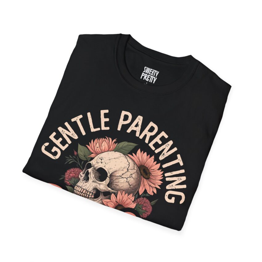 Gentle Parenting T-Shirt, Unisex Softstyle Tee, Skull and Floral Design, Perfect for Parents, Casual Wear, Gift Idea - Image 2