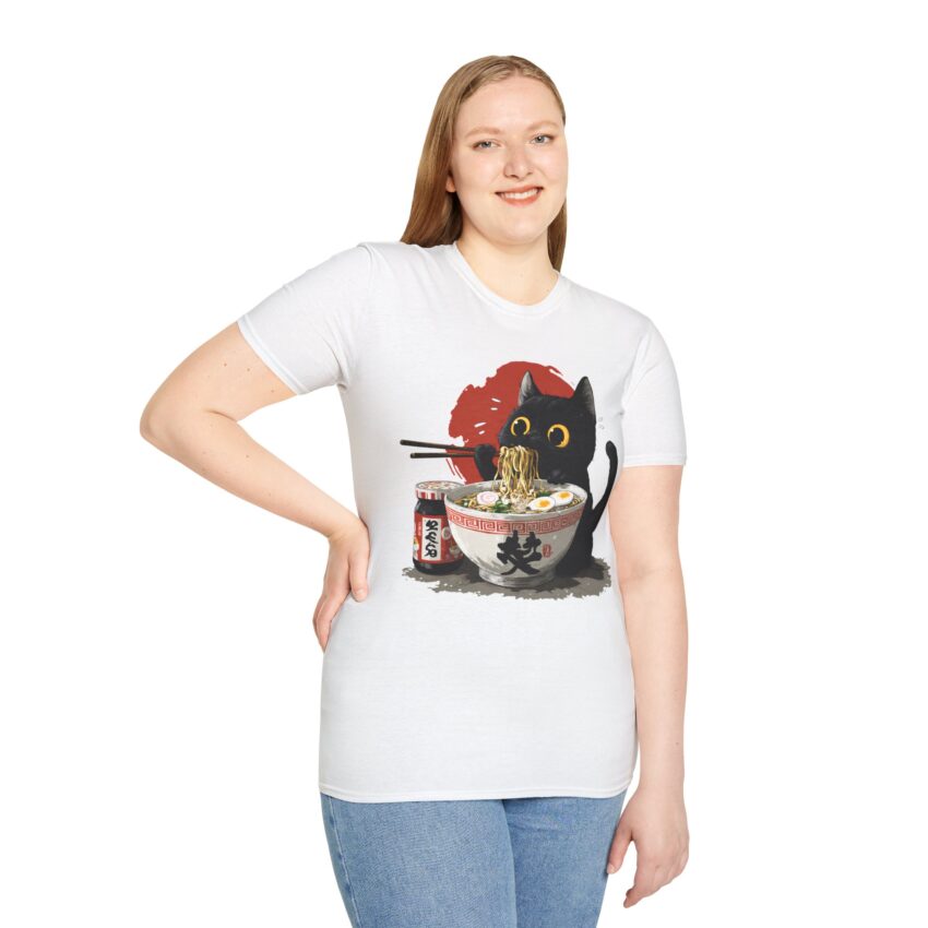 Cat Ramen Unisex T-Shirt, Cute Cat Shirt, Japanese Cat Tee, Foodie Gift, Animal Lover Apparel, Funny T-Shirt for Cat Lovers - Image 3