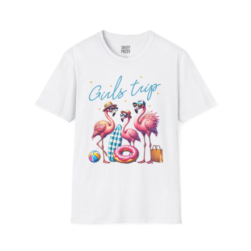 Girls Trip Flamingo T-Shirt, Summer Vacation Tee, Beach Party Shirt, Gift for Friends, Girls Night Out Apparel - Image 1