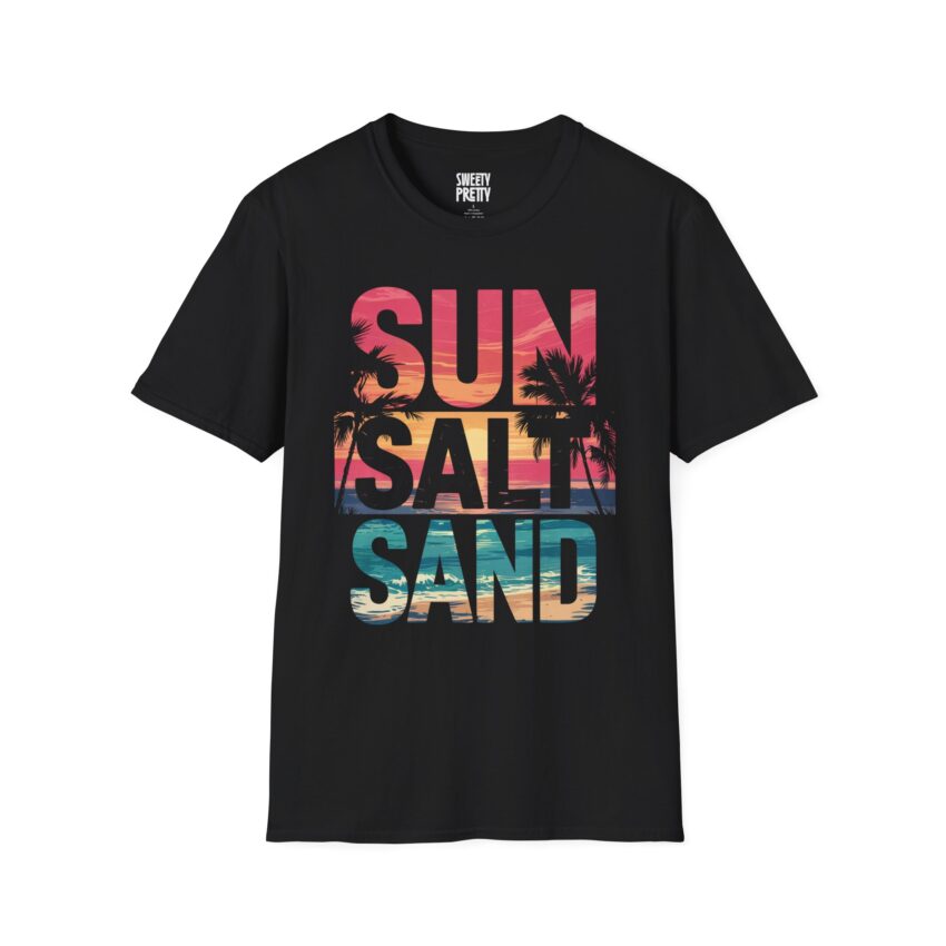 Beach Vibe Unisex Softstyle T-Shirt | Sun, Salt, Sand Design | Casual Summer Tee for Beach Lovers, Gifts, Vacations, Everyday Wear, [...] - Image 11