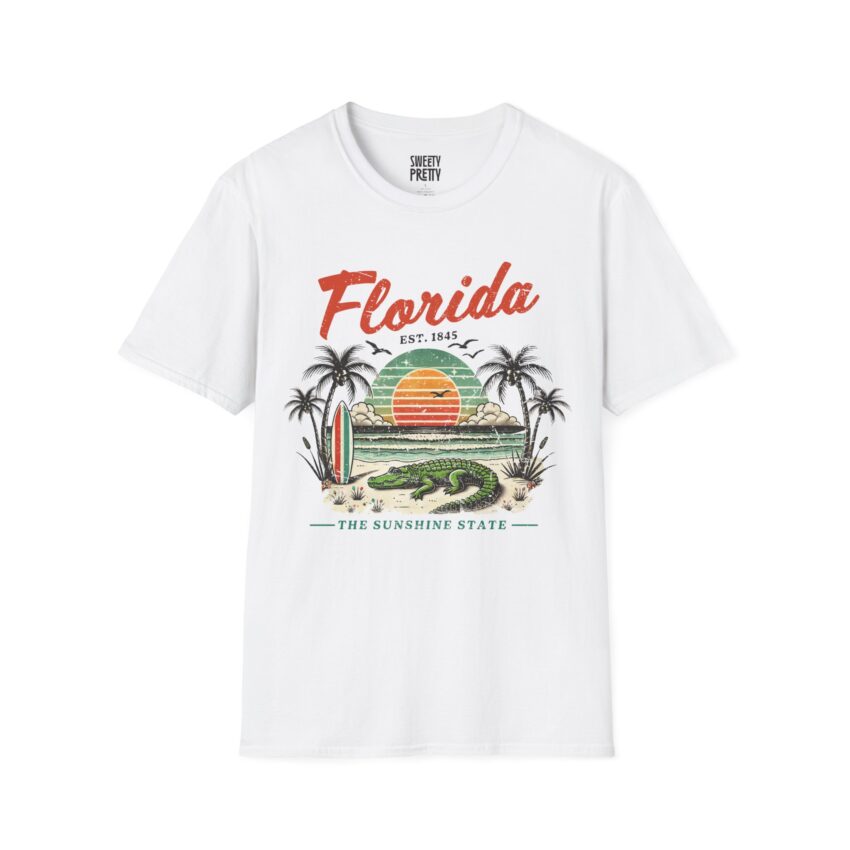 Florida Sunset Graphic T-Shirt, Softstyle Tee, Unisex Casual Wear, Summer Beach Shirt, Perfect Gift, Vacation Apparel - Image 1