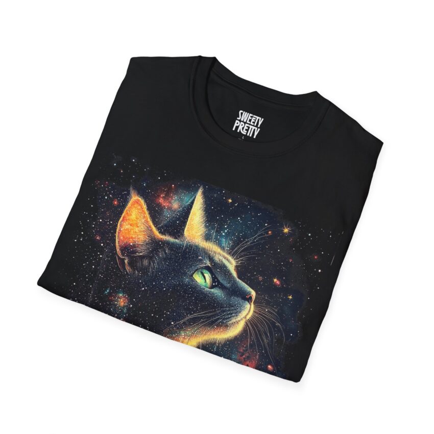 Cosmic Cat Unisex T-Shirt, Artistic Cat Tee, Cat Lover Gift, Unique Fashion Shirt, Galaxy Cat Art Tee, Cute Pet Apparel - Image 2