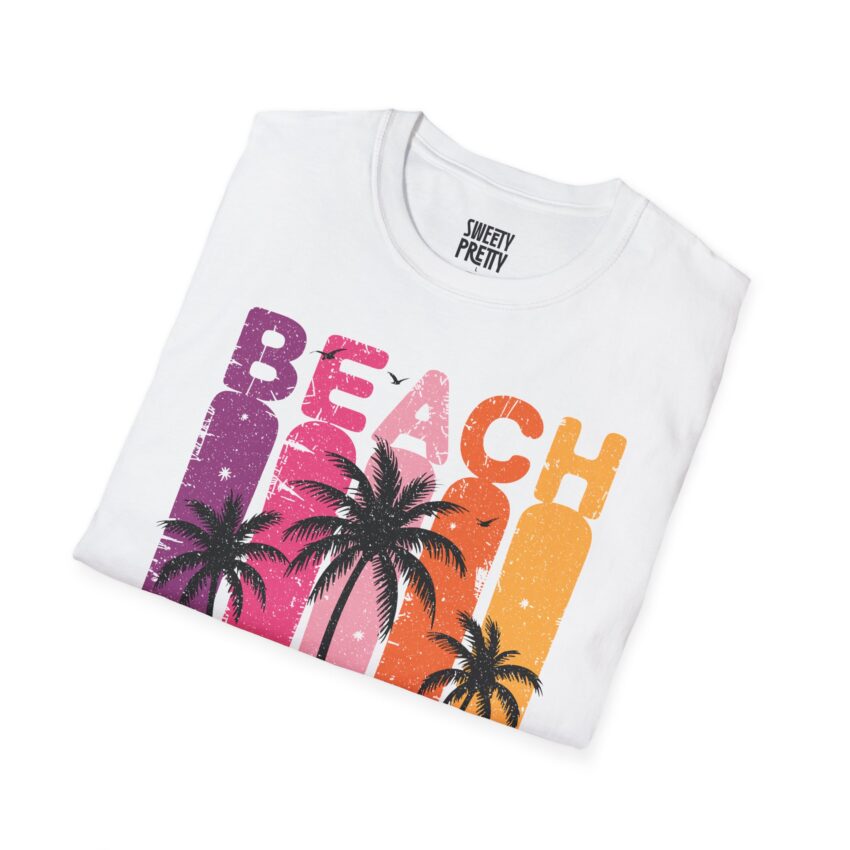 Beach Vibes Unisex Softstyle T-Shirt, Summer Shirt, Vacation Tee, Beachwear, Gift for Beach Lovers, Trendy Graphic Tee - Image 2