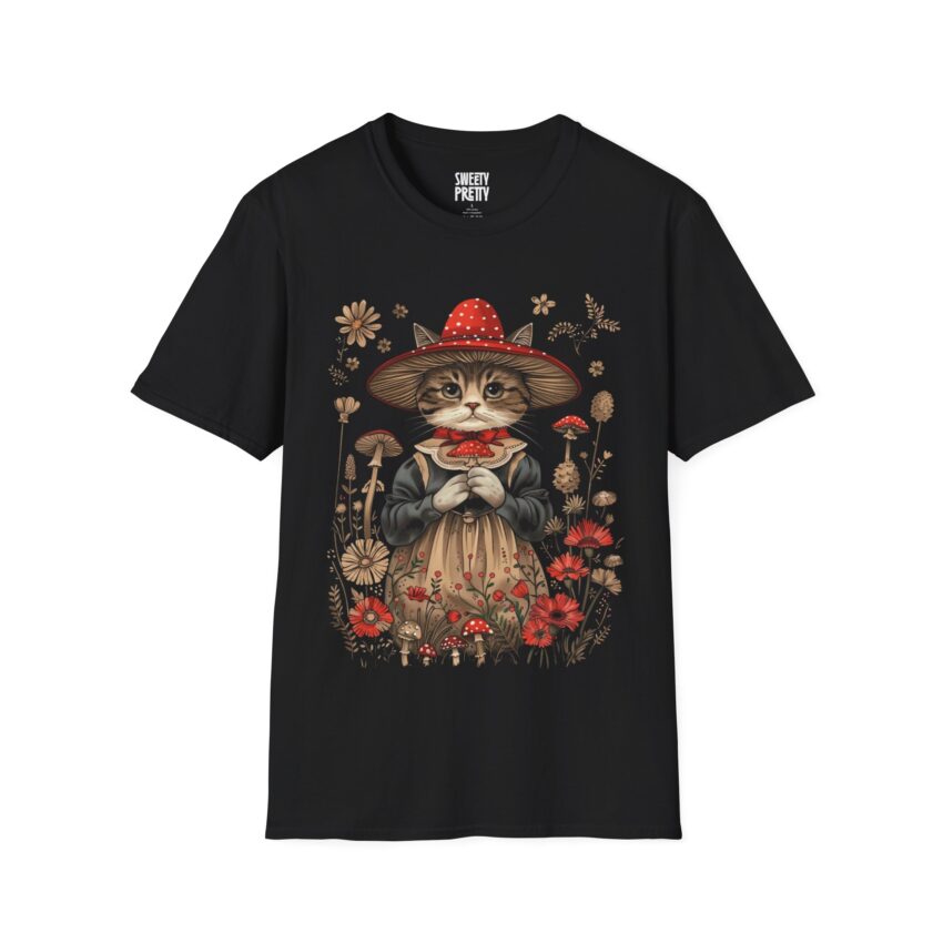 Cat Lover's Garden T-Shirt, Cute Cat Shirt, Floral Cat Tee, Gift for Cat Moms, Animal Lovers Fashion - Image 1