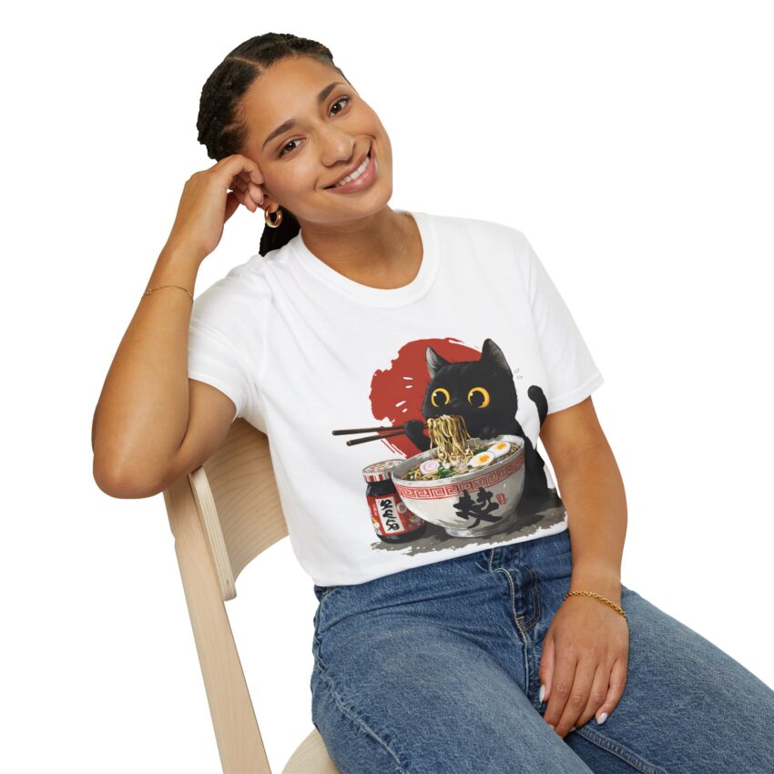 Cat Ramen Unisex T-Shirt, Cute Cat Shirt, Japanese Cat Tee, Foodie Gift, Animal Lover Apparel, Funny T-Shirt for Cat Lovers - Image 4