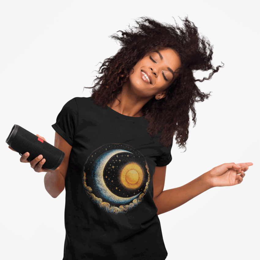 Celestial Sun and Moon T-Shirt | Unisex Softstyle | Astrology Shirt | Cosmic Tee | Gifts for Astronomers & Dreamers | Space Lovers Apparel - Image 6