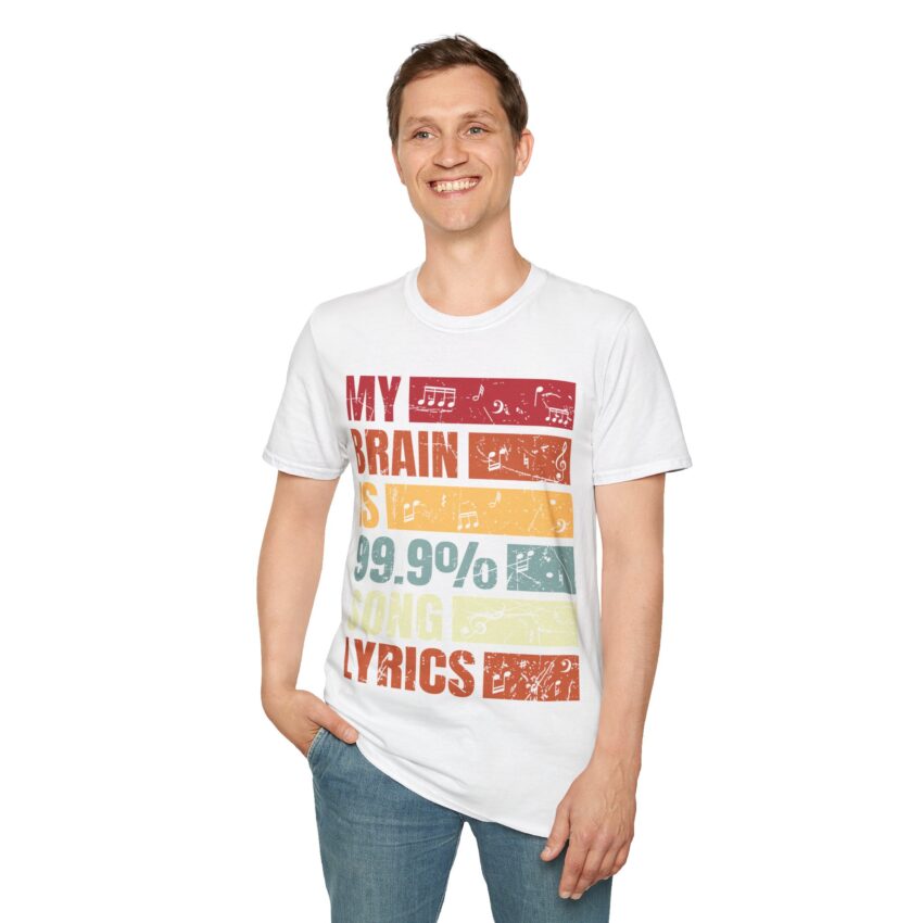 My Brain is 99.9% Song Lyrics Unisex T-Shirt, Music Lover Gift, Funny Tee, Casual Wear, Birthday Present, Music Themed Apparel - Image 4