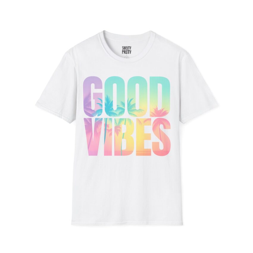 Good Vibes Unisex Softstyle T-Shirt, Summer Tee, Trendy Graphic Shirt, Casual Wear, Gift for Friends, Beachwear - Image 1
