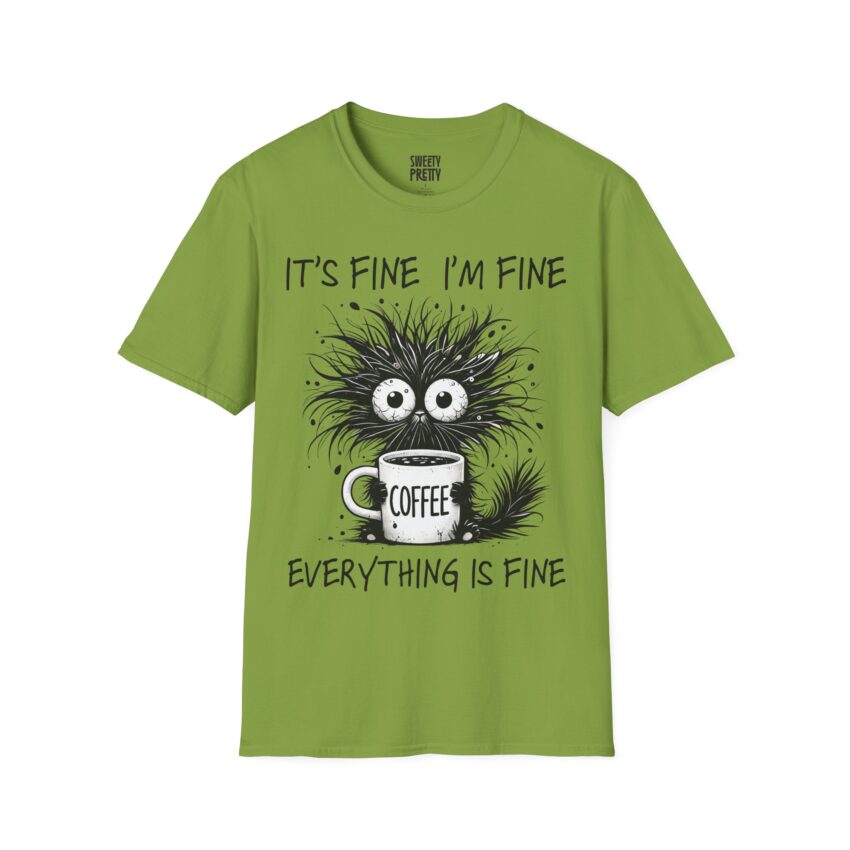 Funny Coffee Lover T-Shirt, It's Fine I'm Fine Tee, Unisex Graphic Shirt, Coffee Art Humor Top, Perfect Gift for Friends - Image 12