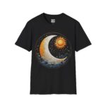 Celestial Sun and Moon T-Shirt | Unisex Softstyle Tee, Boho Shirt, Gift for Astrology Lovers, Festival Wear, Cosmic Vibes